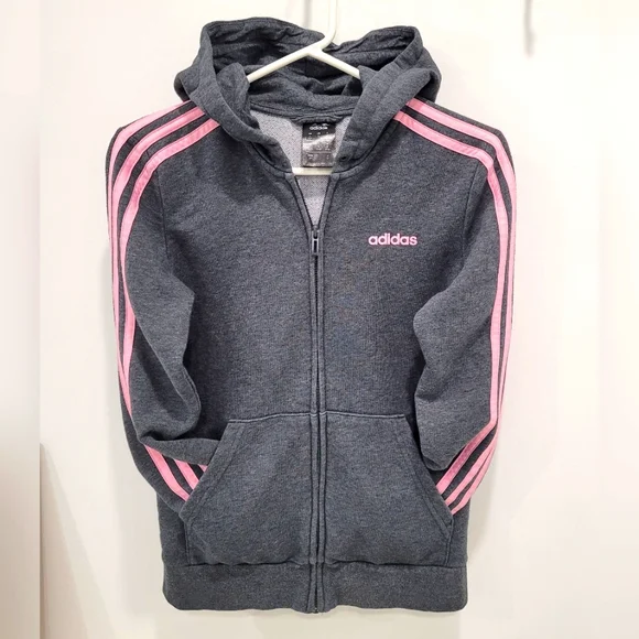adidas Tops Adidasclassic Three Stripefull Zip Hoodie In Grey